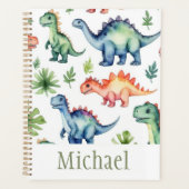 Trendy gepersonaliseerde waterverf dinosauruspatro planner (Voorkant)