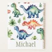 Trendy gepersonaliseerde waterverf dinosauruspatro planner (Achterkant)