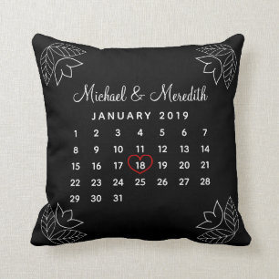 Trendy Gepersonaliseerde Wedding Jubileum Kalender Kussen