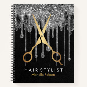 Trendy gepersonaliseerde zilveren glitter haarstij notitieboek