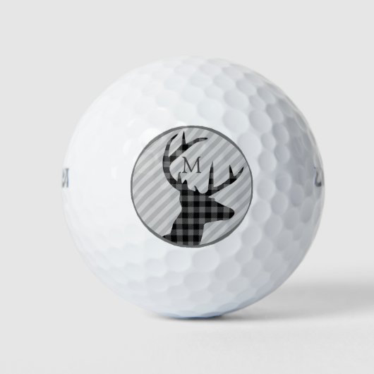 Trendy geruite herten en grijze gestreepte monogra golfballen (Voorkant)