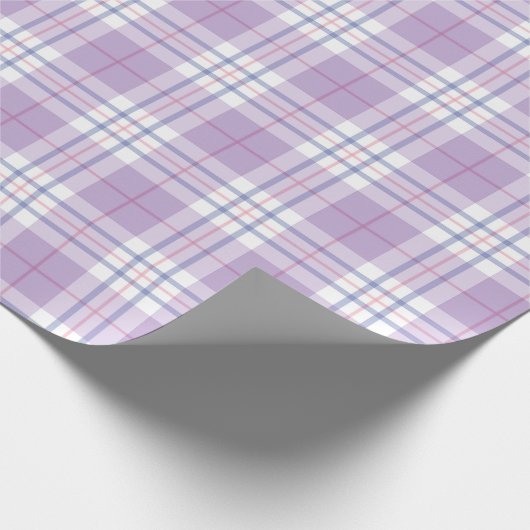 Trendy geruite patroon van paars roze blauw cadeaupapier (Hoek)
