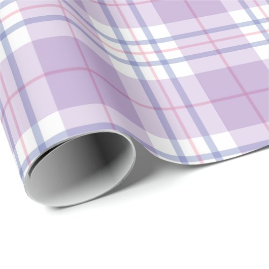 Trendy geruite patroon van paars roze blauw cadeaupapier (Rol Hoek)