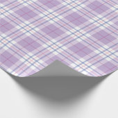 Trendy geruite patroon van paarse roze blauwe cadeaupapier (Hoek)