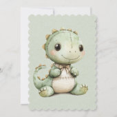Trendy geschilderde groene dinosaurus 1e verjaarda kaart (Achterkant)