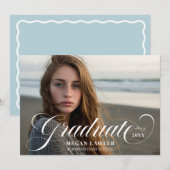 Trendy Gescriptte Afstudeeraankondiging Fotokaart Kaart (Voorkant / Achterkant)