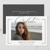 Trendy gescriptte afstudeerfeest uitnodigingskaart kaart (Voorkant / Achterkant)