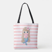 Trendy gestreept, baby zeemeermin tote bag (Achterkant)