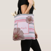 Trendy gestreept, bloemen -Persoonlijk Tote Bag (Dichtbij)