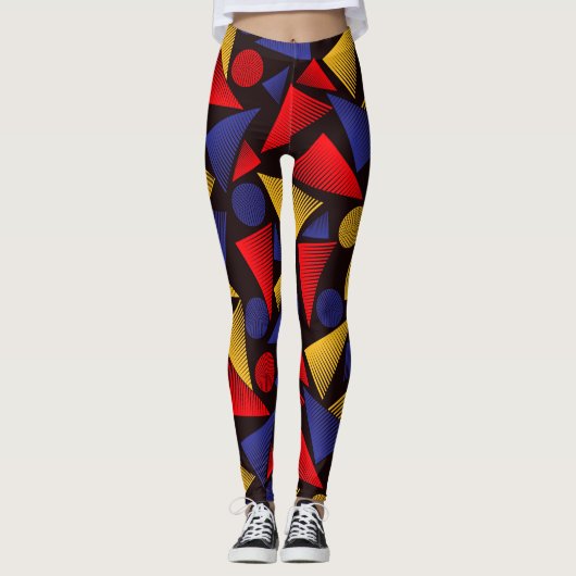Trendy gestreepte driehoeken leggings (Voorkant)