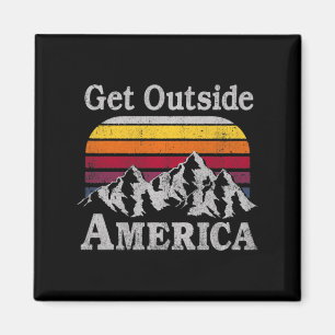 Trendy Get Outside America Mountain Climate Hikin Magneet