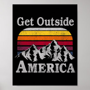 Trendy Get Outside America Mountain Climate Hikin Poster