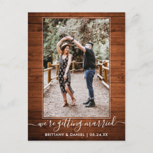 Trendy Getting Married Rustiek Wood Save the Date Briefkaart