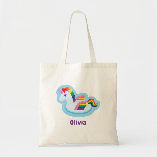 Trendy gevleugelde eenhoorn regenboog zwembad drij tote bag (Voorkant)