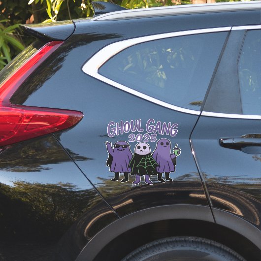 Trendy Ghoul Gang Coffee Squad Halloween 2025 Sticker (Auto Zijkant)