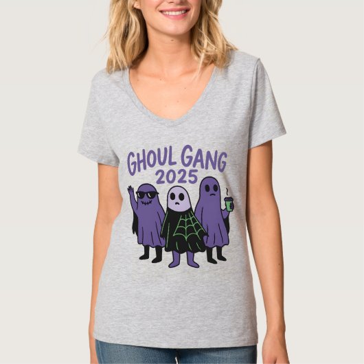 Trendy Ghoul Gang Coffee Squad Halloween 2025 T-shirt (Voorkant)