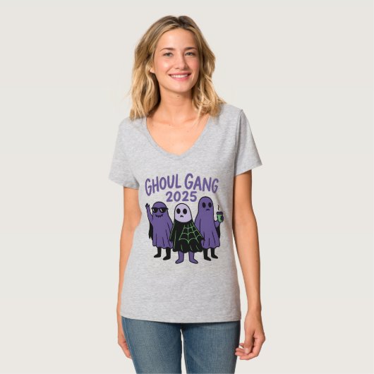 Trendy Ghoul Gang Coffee Squad Halloween 2025 T-shirt (Voorkant volledig)