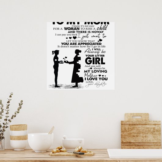 Trendy Gift | Brief aan mijn moeder | Poster (Keuken)