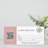 Trendy Gift Certificate | Business Logo & QR Code (Staand voorkant)
