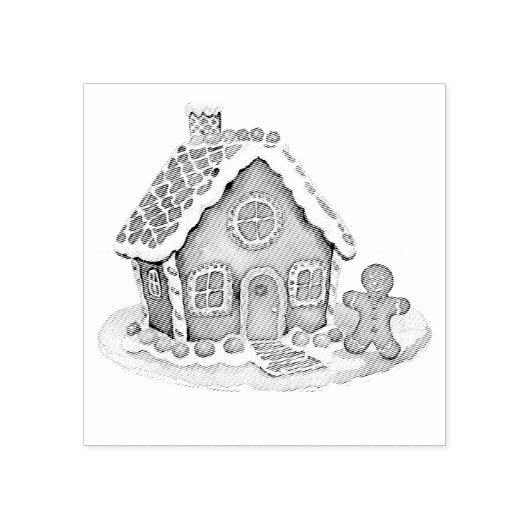 Trendy Gingerbread Man House Kerstmis Rubberstempel (Afrduk)