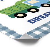 Trendy Gingham Blue Work Hard Play Hard Boys Room  Poster (Hoek)