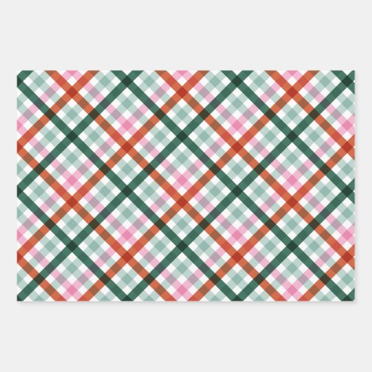 Trendy Gingham kerstcadeauverpakking in moderne kl Inpakpapier Vel (Voorkant 2)
