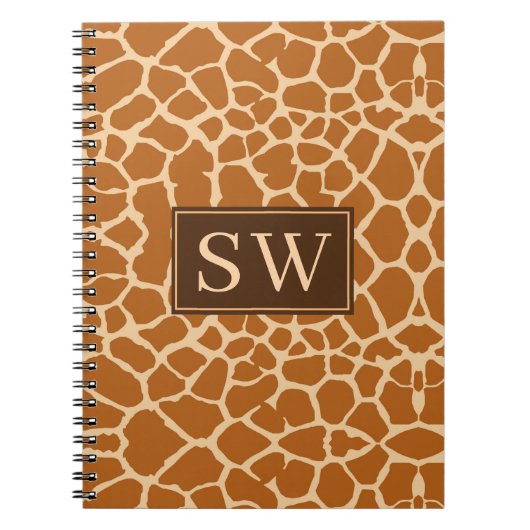 Trendy Giraffe afdrukken met afbeelding monogram Notitieboek (Voorkant)
