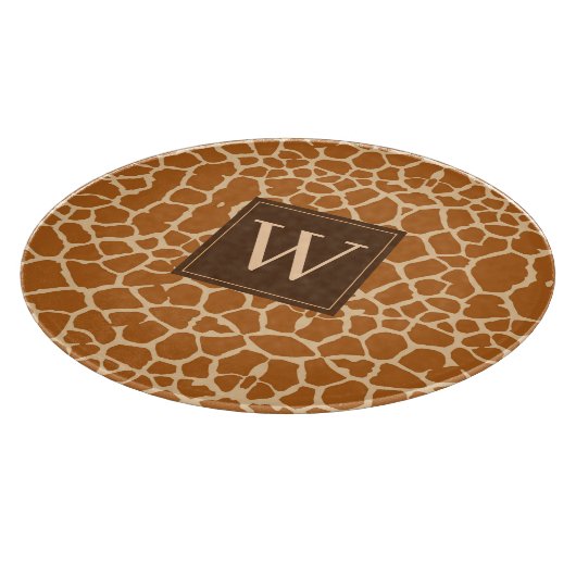 Trendy Giraffe afdrukken met afbeelding monogram Snijplank (Hoek)