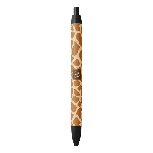Trendy Giraffe afdrukken met afbeelding monogram Zwarte Inkt Pen (Voorkant Verticaal)