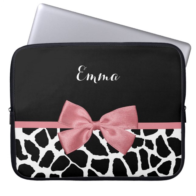 Trendy Giraffe drukt rosy roze roze roze roze met  Laptop Sleeve (Voorkant)