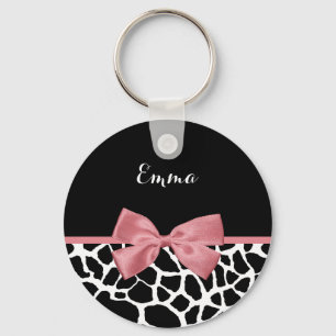 Trendy Giraffe drukt rosy roze roze roze roze met Sleutelhanger