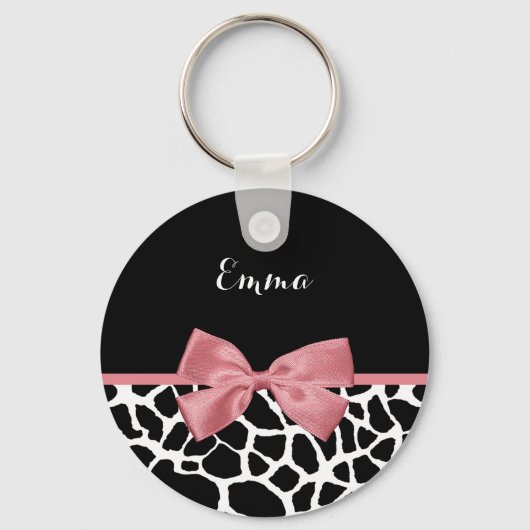 Trendy Giraffe drukt rosy roze roze roze roze met  Sleutelhanger (Voorkant)