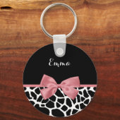 Trendy Giraffe drukt rosy roze roze roze roze met  Sleutelhanger (Voorkant)