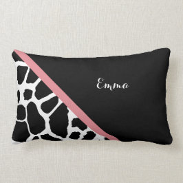 Trendy Giraffe drukt rosy roze streep met naam af Kussen