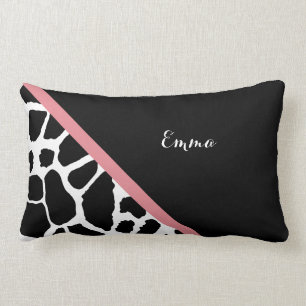 Trendy Giraffe drukt rosy roze streep met naam af Kussen