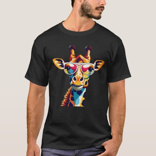 Trendy Giraffe met Brillenglazen Graphic – Dierenv T-shirt (Voorkant)