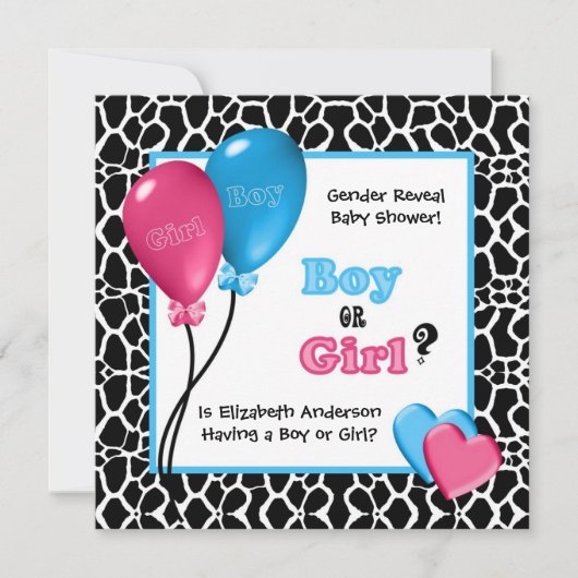 Trendy Giraffe Print Gender onthult Baby shower Kaart (Voorkant)