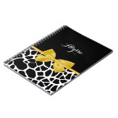Trendy Giraffe print Golden Yellow Bow met naam Notitieboek (Linkerzijde)