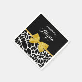 Trendy Giraffe print Golden Yellow Bow met naam Servet (Hoek)