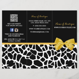 Trendy Giraffe Print Yellow Bow Boutique Brochure