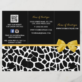 Trendy Giraffe Print Yellow Bow Boutique Brochure