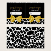 Trendy Giraffe Print Yellow Bow Boutique Hang Labe Visitekaartjes (Voorkant /achterkant)