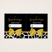 Trendy Giraffe Print Yellow Bow Boutique Hang Labe Visitekaartjes (Voorkant)
