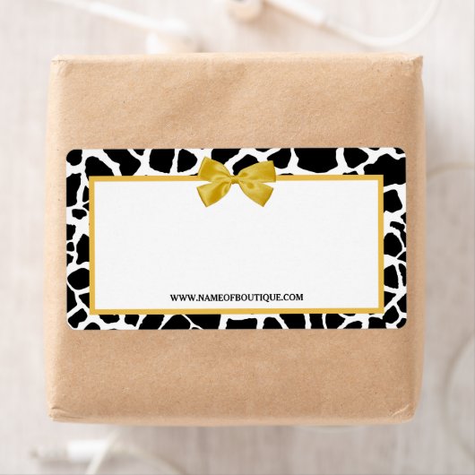 Trendy Giraffe Print Yellow Bow Mode Boutique Etiket (Insitu)