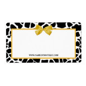 Trendy Giraffe Print Yellow Bow Mode Boutique Etiket (Voorkant)