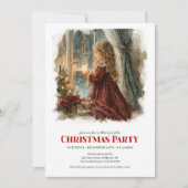 Trendy girl awaits Santa digital Christmas invite Kaart (Voorkant)