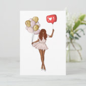 Trendy Girl Birthday Invitation Kaart (Staand voorkant)
