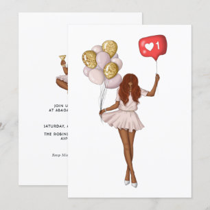 Trendy Girl Birthday Invitation Kaart