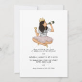 Trendy Girl Birthday Invitation Kaart (Achterkant)