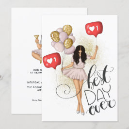Trendy Girl Birthday Invitation Kaart